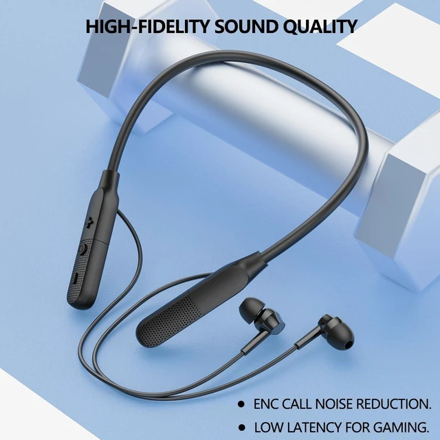 Alt view image 3 of 7 - Neckband Bluetooth Earphones, 25-Hour Long Playback (Black) | Wireless sports earphone with microphone earphones, in-ear headphones, suitable for outdoor sports, running, and cycling