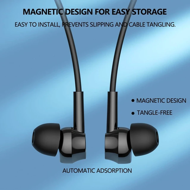 Alt view image 6 of 7 - Neckband Bluetooth Earphones, 25-Hour Long Playback (Black) | Wireless sports earphone with microphone earphones, in-ear headphones, suitable for outdoor sports, running, and cycling
