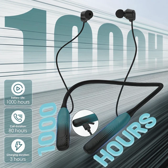 Alt view image 3 of 7 - Neckband Bluetooth Headphones, Bluetooth Earbud with 1000H Play Time | Lightweight & Comfortable In-Ear Wireless Earphones with Mic for Sports/Gym/Running/Travel, 1-Year Quality Support, Greenish