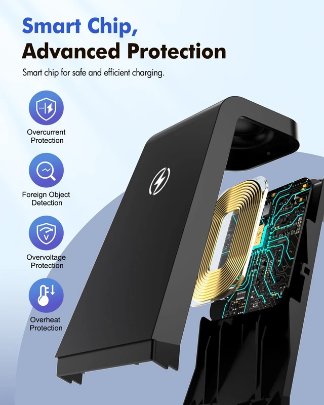 Alt view image 4 of 7 - Wireless Charger for Samsung, 3-in-1 Android Charging Station (Black) | Phone and Watch Charger for Samsung S26/S25/S24/S23/S22, Note 20/10, Z Fold 6/5, Galaxy Buds