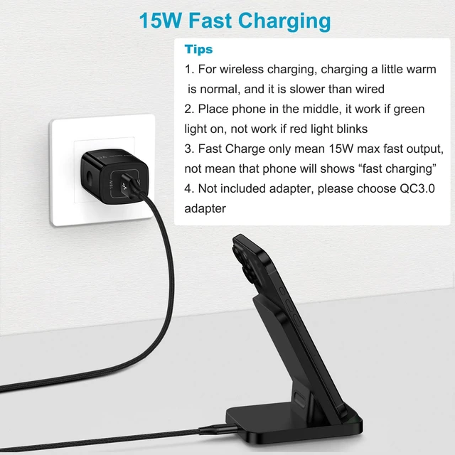Alt view image 3 of 6 - for Motorola Edge 2026, Wireless Charger Phone Stand for Moto Edge+, Plus | 2025 2024 2023, Razr Ultra, Razr, G Power, G Stylus 5G 2026 2025 2024, 15W Desk Fast Charging Dock Pad Station