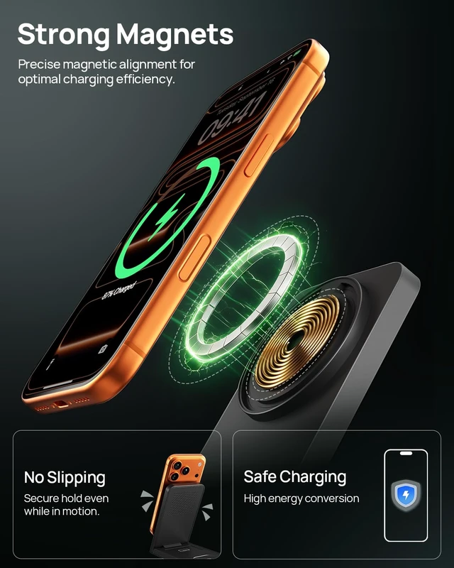 Alt view image 4 of 7 - 15W Travel Charging Station 3 in 1 for MagSafe, Fast Magnetic Wireless Charger Stand for iPhone 17 16 15 14, Foldable Phone and Watch Charging Dock for Apple Watch/AirPods (with 30W Adapter)