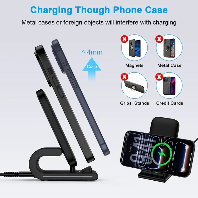 Alt view image 5 of 7 - Samsung Wireless Charger Fast Charging Stand for Samsung Galaxy S26 Ultra | 15W Charging Station Phone Charger Stand Android Wireless Charger for Samsung Galaxy S26 FE S26+ S26 S25 Edge S24 S23 S22