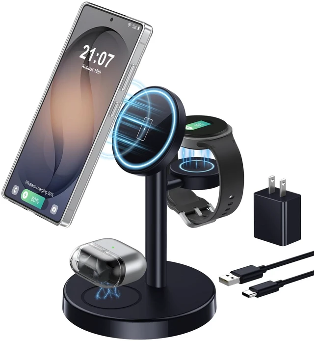Main image of Super Fast Strong Magnetic Wireless Charger for Samsung | 15W 3 in 1 Magnetic Charging Station for Galaxy S26 Ultra Z Fold/Flip 8 Watch Ultra 8 Buds 4 Pro, Not for Watch 9/Ultra 2