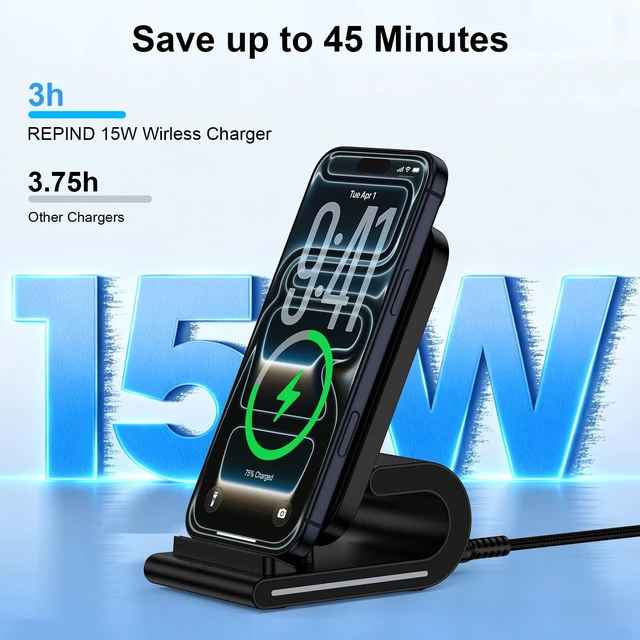 Alt view image 2 of 7 - Samsung Wireless Charger Fast Charging Stand Desk Phone Charger | Android Charging Station 15W Fast Wireless Charger for Samsung Galaxy S26 Ultra S26 S25 Edge S25 S24 S23 S22, iPhone 17 16 15