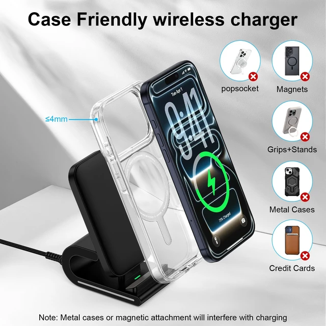 Alt view image 4 of 7 - Samsung Wireless Charger Fast Charging Stand Desk Phone Charger | Android Charging Station 15W Fast Wireless Charger for Samsung Galaxy S26 Ultra S26 S25 Edge S25 S24 S23 S22, iPhone 17 16 15