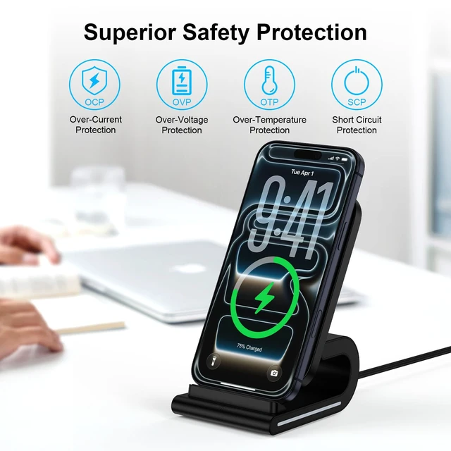 Alt view image 5 of 7 - Samsung Wireless Charger Fast Charging Stand Desk Phone Charger | Android Charging Station 15W Fast Wireless Charger for Samsung Galaxy S26 Ultra S26 S25 Edge S25 S24 S23 S22, iPhone 17 16 15