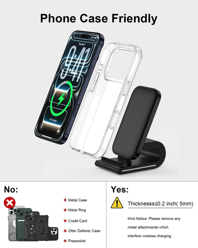 Alt view image 3 of 7 - Fast Samsung Wireless Charging Stand Android 15w Cordless Charger Station | For Galaxy S26+ S25 Ultra S24 S21 Fe S20 S10 S9 S8 , iPhone 18 17 Pro Max 16 15 Stand up Wire Less Charging Pad for Desk