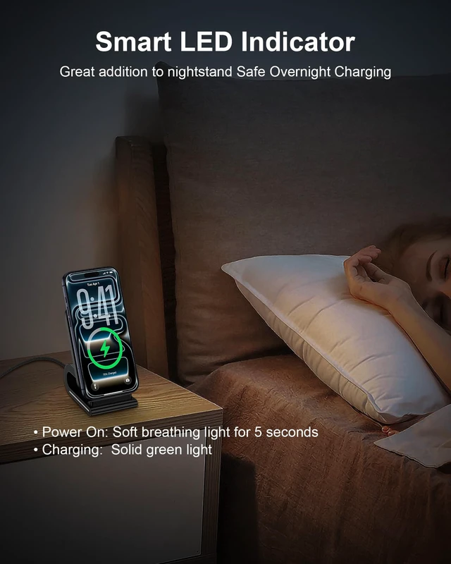 Alt view image 6 of 7 - Fast Samsung Wireless Charging Stand Android 15w Cordless Charger Station | For Galaxy S26+ S25 Ultra S24 S21 Fe S20 S10 S9 S8 , iPhone 18 17 Pro Max 16 15 Stand up Wire Less Charging Pad for Desk