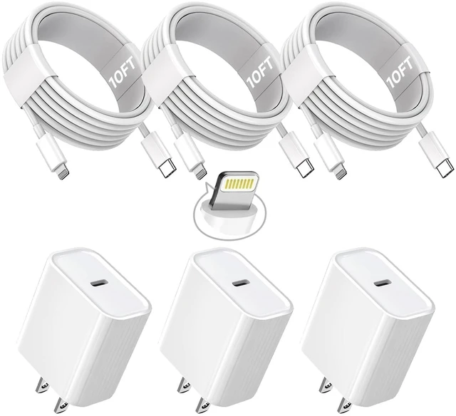 Main image of 3Pack Extra Long 10FT iPhone Fast Charger,iPhone Charger Fast Charging Quick 10Foot USB C to Lightning Cable Cord Type C Fast Charging Block Wall Charger for iPhone 14/14 Pro/13/12 Mini/11/XS/X/iPad