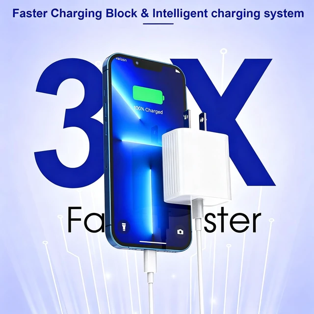 Alt view image 2 of 7 - 3Pack Extra Long 10FT iPhone Fast Charger,iPhone Charger Fast Charging Quick 10Foot USB C to Lightning Cable Cord Type C Fast Charging Block Wall Charger for iPhone 14/14 Pro/13/12 Mini/11/XS/X/iPad