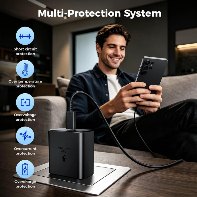 Alt view image 3 of 7 - 45W USB C Fast Charger 2-Pack,Type C Fast Charging Block with 6Ft Cable | for Samsung Galaxy S26 Ultra/S26/S26+/S25 Ultra/S24/S23/S22/S21/Note 10/iPhone 18/17/16/15 and More