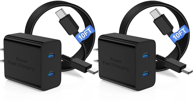 Main image of 45W Dual Port Super Fast Charger with Long USB C to C Cable 10ft,Type C Wall Charger Block and Android Phone Charging Cord for Samsung Galaxy S26 Plus/S25 Ultra/S25+/S24+/S23+/S22+/S21/S20/Note 20/10+