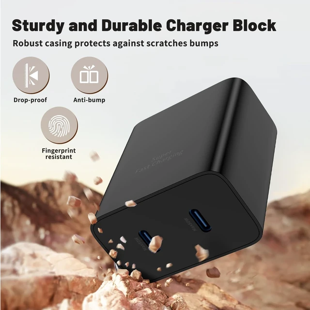 Alt view image 5 of 7 - 45W Dual Port Super Fast Charger with Long USB C to C Cable 10ft,Type C Wall Charger Block and Android Phone Charging Cord for Samsung Galaxy S26 Plus/S25 Ultra/S25+/S24+/S23+/S22+/S21/S20/Note 20/10+