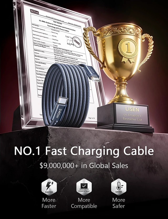 Alt view image 2 of 7 - USB C to USB C Cable, 240W Fast Charging Type C Charger Cord (6.6FT) | 2-Pack | iPhone 18 Pro Max Charger Fast Charging Cord for iPhone 18 17 16 Pro Max Duo iPad MacBook Air Pro Samsung Galaxy S26