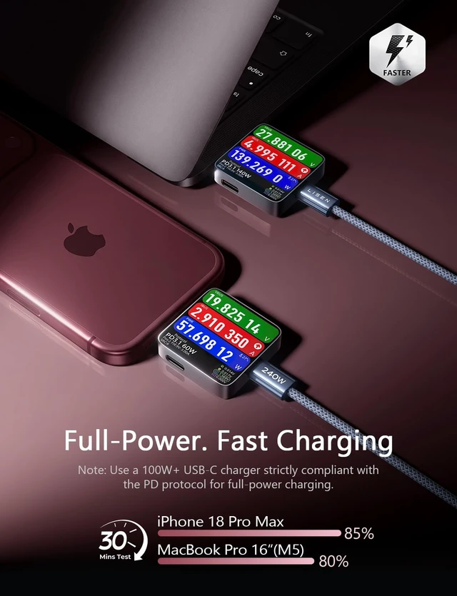 Alt view image 3 of 7 - USB C to USB C Cable, 240W Fast Charging Type C Charger Cord (6.6FT) | 2-Pack | iPhone 18 Pro Max Charger Fast Charging Cord for iPhone 18 17 16 Pro Max Duo iPad MacBook Air Pro Samsung Galaxy S26