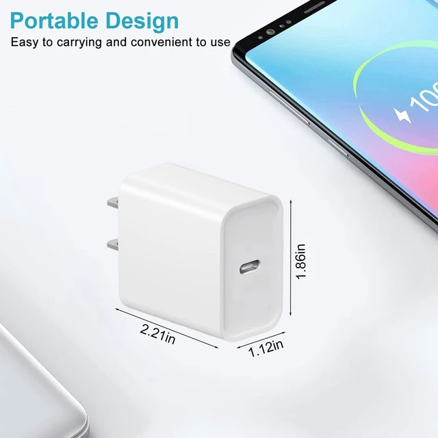 Alt view image 5 of 7 - 20W Fast Charger,3 Pack USB-C Port Charger with Type c-c Cable | for i Phone 17/16/15, i Pad and More (3 pack white)