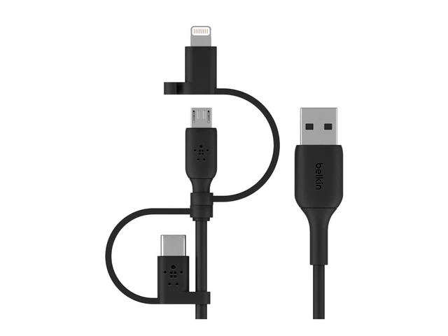 Alt view image 4 of 4 - 3 in 1 USB A to USB-C, Lightning, Micro-USB Cable 3.3ft Cord | 3 in 1 multi-connector cable, iPhone, Samsung Galaxy, Google Pixel, Android & Apple devices, universal travel cord