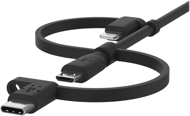 Main image of 3 in 1 USB A to USB-C, Lightning, Micro-USB Cable 3.3ft Cord | 3 in 1 multi-connector cable, iPhone, Samsung Galaxy, Google Pixel, Android & Apple devices, universal travel cord