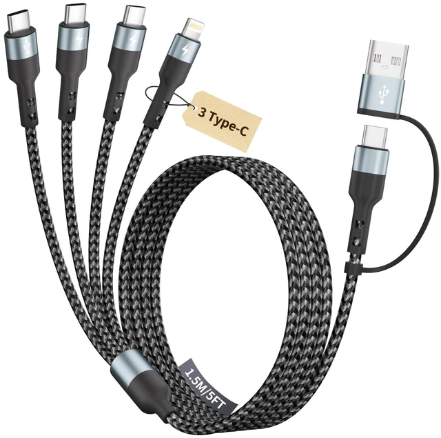Main image of Multi Charging Cable Travel Essentials,4 in 2 USB C Charging Cable 1Pack 5F | Braided Micro USB Cable Phone Charger with 3C/IP, for Cell Phones/PS/Tablets, Cruise Essentials Travel Car Accessories
