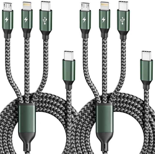 Main image of 3 in 1 USB C to Multi Charging Cable, 4FT Travel Charger Cables | Universal Multiple Charger Cord for Multiple Device, with Type-C/IP/Micro Port