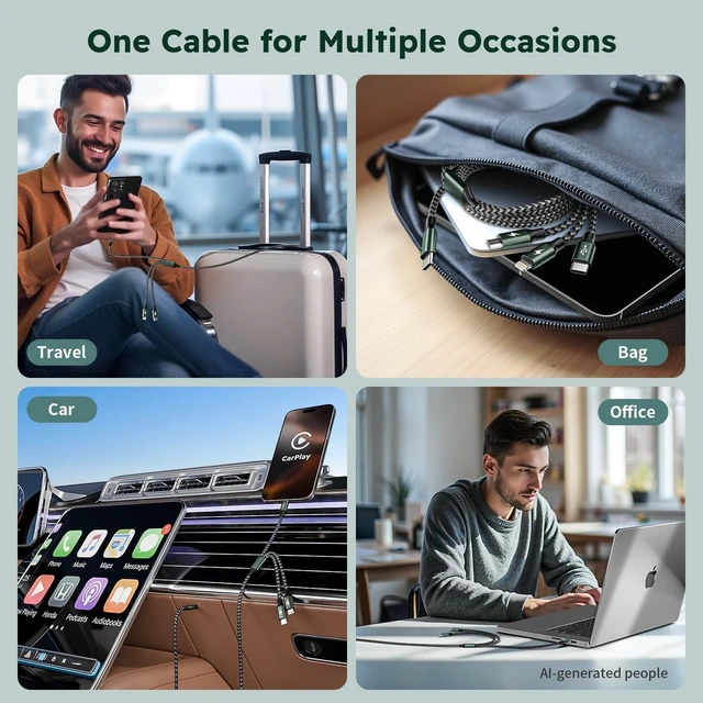 Alt view image 4 of 7 - 3 in 1 USB C to Multi Charging Cable, 4FT Travel Charger Cables | Universal Multiple Charger Cord for Multiple Device, with Type-C/IP/Micro Port