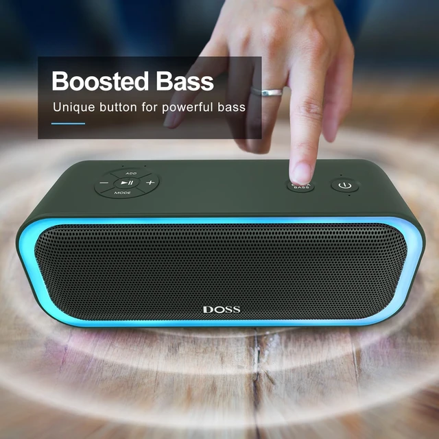 Alt view image 3 of 7 - SoundBox Pro Bluetooth Speaker, 20W Stereo Sound, Active Extra Bass | Portable, 20H Playtime, Multi-Colors Lights, TWS Pairing, IPX6 Waterproof, Hiking, Camping, Outdoor, House Party Use, Green