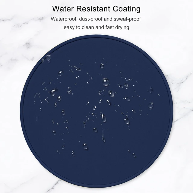 Alt view image 6 of 7 - Mouse Pad, Premium-Textured Small Round Mousepad 8.7 x 8.7 Inch Navy Blue, Stitched Edge Anti-Slip Waterproof Rubber Pretty Cute Computer Mat for Office Home Gaming Laptop Men Women Kids