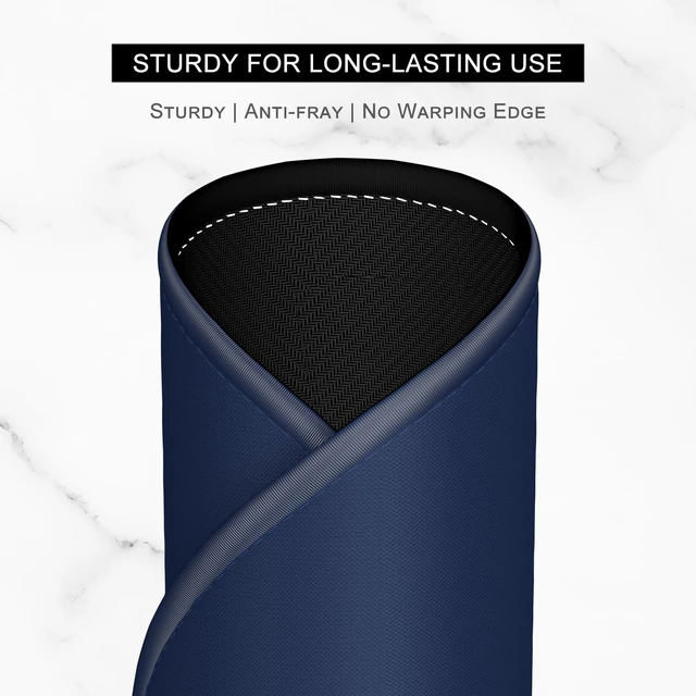 Alt view image 4 of 7 - Mouse Pad, Premium-Textured Small Round Mousepad 8.7 x 8.7 Inch Navy Blue, Stitched Edge Anti-Slip Waterproof Rubber Pretty Cute Computer Mat for Office Home Gaming Laptop Men Women Kids
