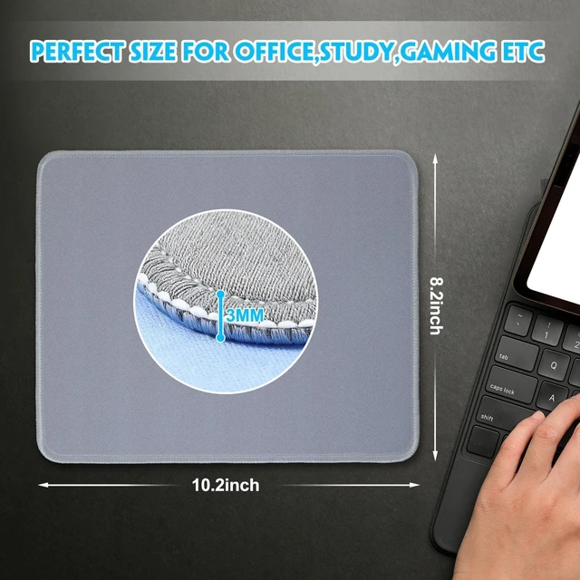 Alt view image 2 of 7 - 6 Pcs Rubber Mouse Pad 3 mm Stitched Anti Slip, Gray | Rubber Base Stable, Waterproof Surface, 10.2 X 8.2 Inch Fits Laptop Computer, Comfortable Gaming Work Home Desk