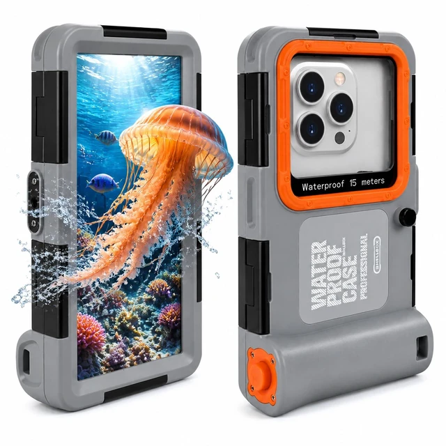 Main image of IP68 Underwater Phone Case for Snorkeling, (50ft/15M) Professional Waterproof Diving Case (2026 Latest), for iPhone 7-17 Pro Max/Pro/Plus/Mini, SE 2/3, Underwater Photo & VideoGrey