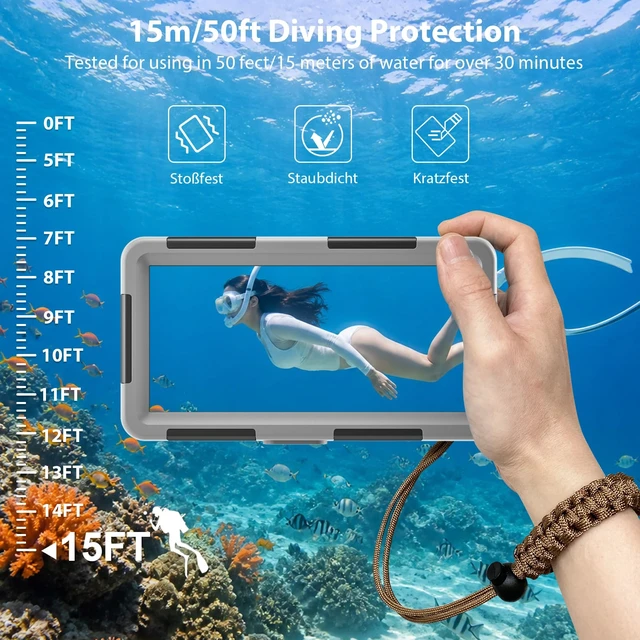 Alt view image 2 of 7 - IP68 Underwater Phone Case for Snorkeling, (50ft/15M) Professional Waterproof Diving Case (2026 Latest), for iPhone 7-17 Pro Max/Pro/Plus/Mini, SE 2/3, Underwater Photo & VideoGrey