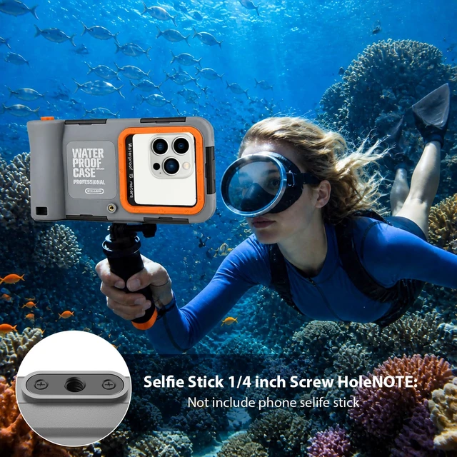 Alt view image 6 of 7 - IP68 Underwater Phone Case for Snorkeling, (50ft/15M) Professional Waterproof Diving Case (2026 Latest), for iPhone 7-17 Pro Max/Pro/Plus/Mini, SE 2/3, Underwater Photo & VideoGrey