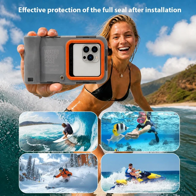 Alt view image 7 of 7 - IP68 Underwater Phone Case for Snorkeling, (50ft/15M) Professional Waterproof Diving Case (2026 Latest), for iPhone 7-17 Pro Max/Pro/Plus/Mini, SE 2/3, Underwater Photo & VideoGrey