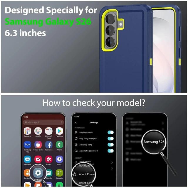Alt view image 2 of 7 - for Samsung Galaxy S26 Case Heavy Duty Rugged Phone Cover Blue/Green | Dual Layer Rubber Shell PC Bumper Cover with Port Anti Dust Plug Sports Rugged Protective Phone Cases for Galaxy S26 5G 6.3"