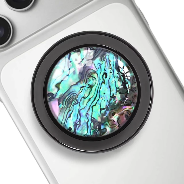 Main image of Natural Sea Shell Mother of Pearl Black Clear Magnetic Phone Grip Compatible with MagsafeCollapsible Mobile Phones Stand Holder for Smartphone Tablet Cell Phone Accessory - Green