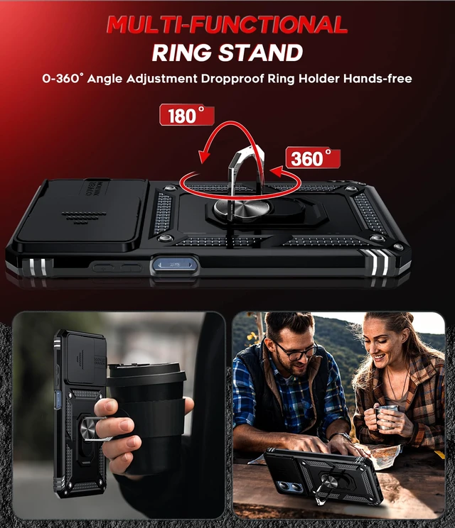 Alt view image 5 of 7 - for Motorola Moto G 2026/2025 Phone Case: Rugged Slide Camera Cover, Black | Moto G Play 2026 Case with Tempered Glass Screen Protector, Military-Grade Android Magnetic Moto G 5G 2026/2025 Cover Funda