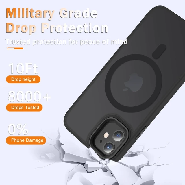 Alt view image 2 of 7 - for iPhone 11 Case, Matte Magnetic Phone Case, Black | Fit for Magsafe, Screen Protector Included, Translucent Frosted Slim Shockproof Protective Cover