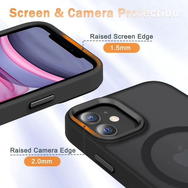 Alt view image 5 of 7 - for iPhone 11 Case, Matte Magnetic Phone Case, Black | Fit for Magsafe, Screen Protector Included, Translucent Frosted Slim Shockproof Protective Cover
