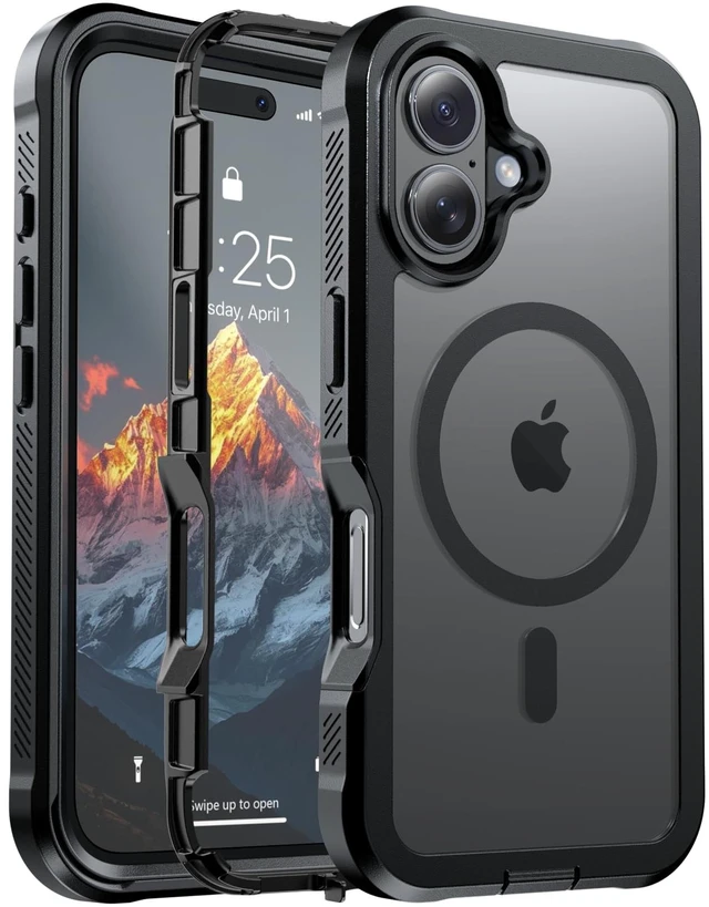 Main image of Magnetic for iPhone 16 Case Heavy Duty Protection Black | Compatible with MagSafe,Military Grade Drop Protection,Translucent Matte,Non-Slip,Shockproof 2-Layer Durable Bumper Case