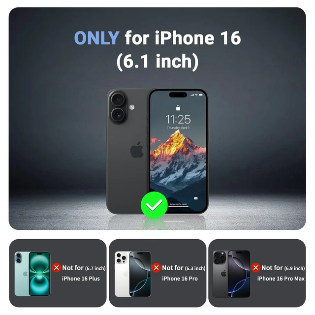 Alt view image 7 of 7 - Magnetic for iPhone 16 Case Heavy Duty Protection Black | Compatible with MagSafe,Military Grade Drop Protection,Translucent Matte,Non-Slip,Shockproof 2-Layer Durable Bumper Case