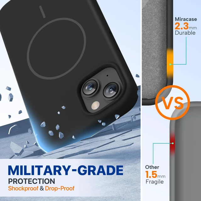 Alt view image 3 of 7 - Silicone & Magnetic for iPhone 13 Case, Dark Black | Compatible with MagSafe, Soft Microfiber Lining, Premium Silicone Cover Shockproof Drop Protection Phone Case for 13