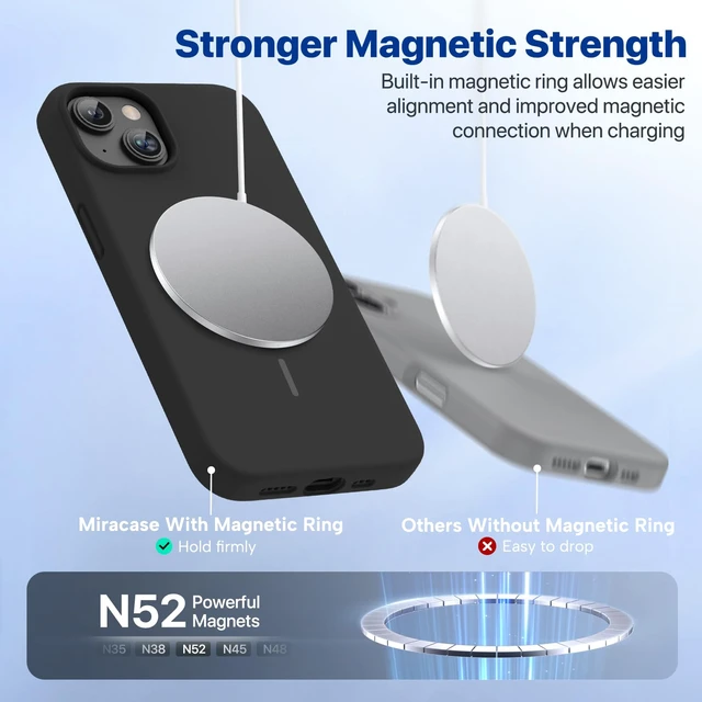 Alt view image 4 of 7 - Silicone & Magnetic for iPhone 13 Case, Dark Black | Compatible with MagSafe, Soft Microfiber Lining, Premium Silicone Cover Shockproof Drop Protection Phone Case for 13