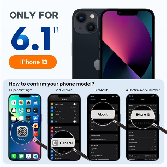 Alt view image 7 of 7 - Silicone & Magnetic for iPhone 13 Case, Dark Black | Compatible with MagSafe, Soft Microfiber Lining, Premium Silicone Cover Shockproof Drop Protection Phone Case for 13