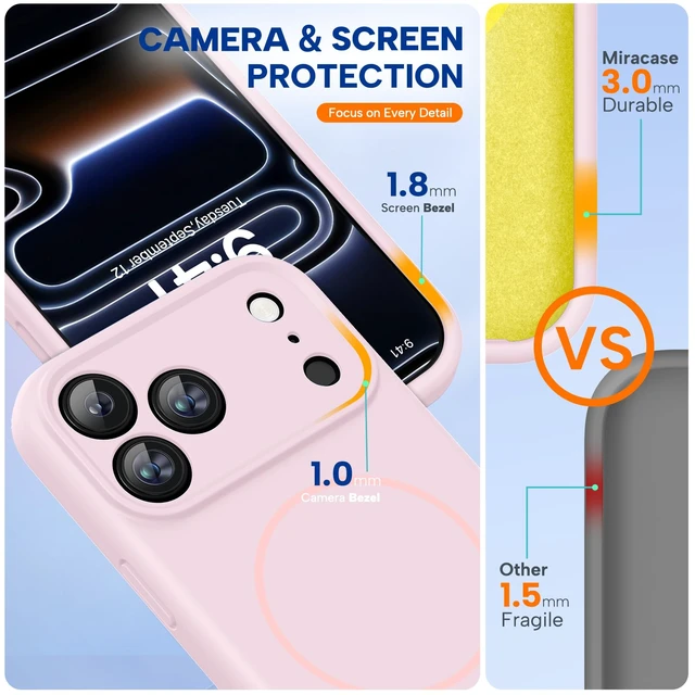 Alt view image 2 of 6 - Magnetic for iPhone 17 Pro Case, Silicone, Sand Pink | Compatible with MagSafe, Soft Microfiber Lining,Shockproof Drop Protection Phone Case for 17 Pro