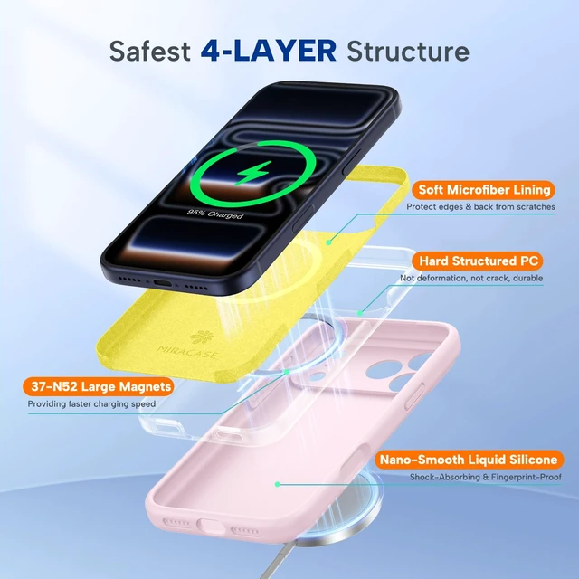 Alt view image 4 of 6 - Magnetic for iPhone 17 Pro Case, Silicone, Sand Pink | Compatible with MagSafe, Soft Microfiber Lining,Shockproof Drop Protection Phone Case for 17 Pro