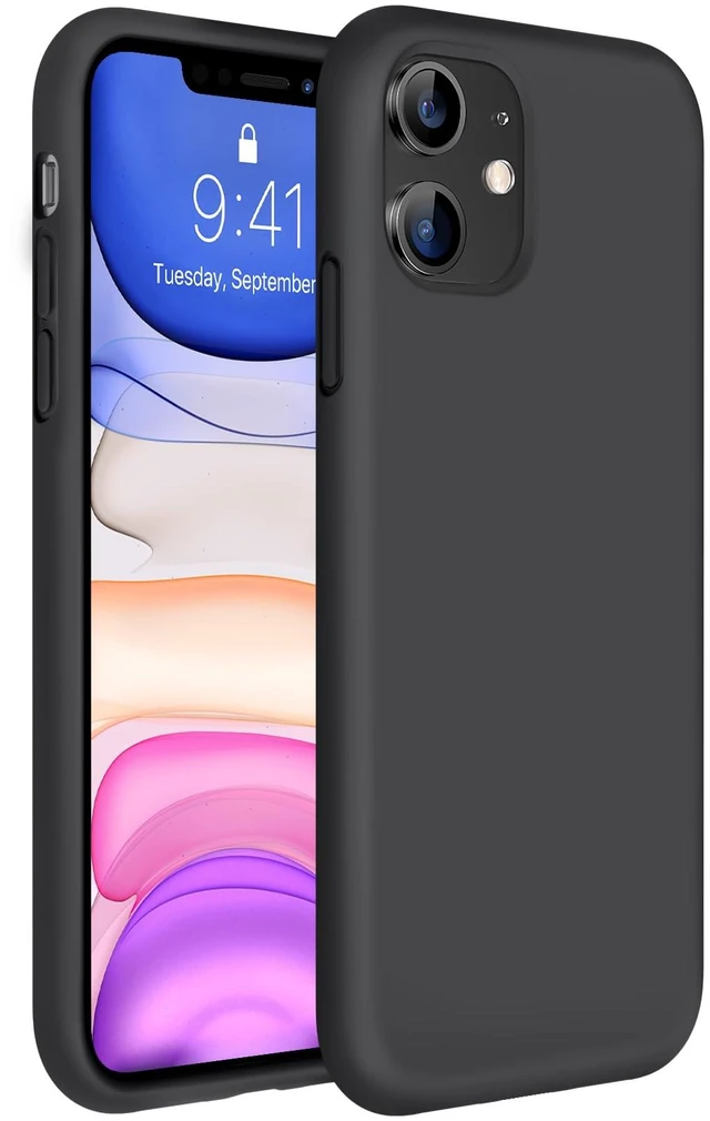 Main image of Silicone for iPhone 11 Phone Case, Black | Soft Anti-Scratch Microfiber Lining, Premium Silicone Cover Shockproof Drop Protection Phone Case for 11