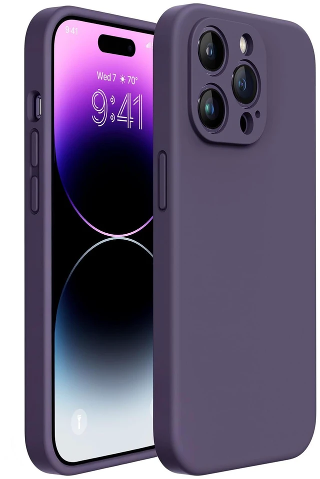 Main image of Silicone for iPhone 14 Pro Case, Dark Purple | Soft Anti-Scratch Microfiber Lining, Premium Silicone Cover Shockproof Drop Protection Phone Case for 14 Pro