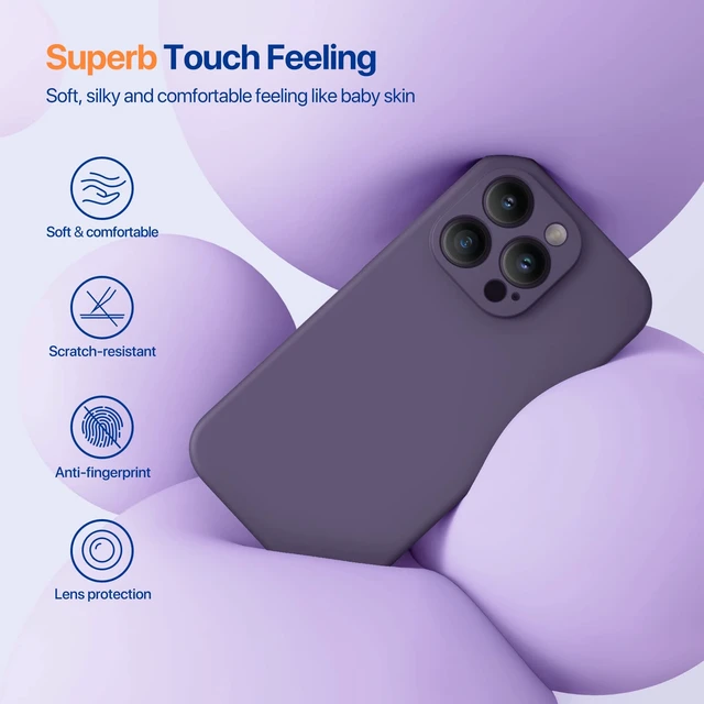 Alt view image 3 of 7 - Silicone for iPhone 14 Pro Case, Dark Purple | Soft Anti-Scratch Microfiber Lining, Premium Silicone Cover Shockproof Drop Protection Phone Case for 14 Pro