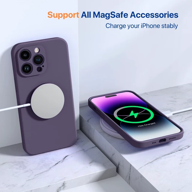 Alt view image 7 of 7 - Silicone for iPhone 14 Pro Case, Dark Purple | Soft Anti-Scratch Microfiber Lining, Premium Silicone Cover Shockproof Drop Protection Phone Case for 14 Pro